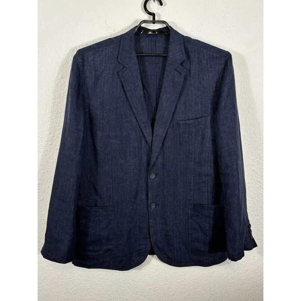 Martin Gordon Sports Coat Blazer Mens Size XL‎ Linen Blue Faint Stripes